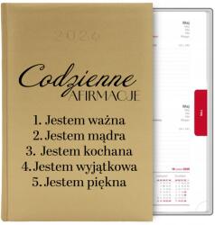 FunnyCase Naptár Arany Könyv Határidőnapló A5 2026 Tervező Napi Megerősítés Wz (Kalendarz CODZIENNA AFIRMACJA)