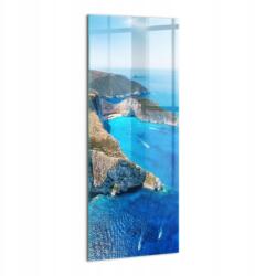Wallfluent Üveg Fotókép Falra Hobbihoz, Edzőterembe Nyári tájkép sziklákkal és tengerparttal (010010010180100277308)