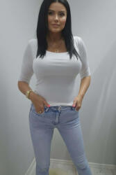 Norafashion Csinos 3/4 ujjú basic felső (fehér) (719086)