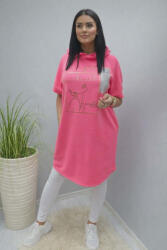  Nagyon csinos elején mintás kapucnis tunika (neonpink) (589688)