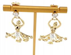 Xuping 827 Aranyozott fülbevaló cirkóniával, 14 karátos arannyal futtatott, lógós, ezüst stifttel (925)