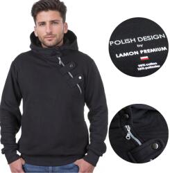 Carlo Lamon Lamon Premium fekete férfi kapucnis pulóver XL (Acri)