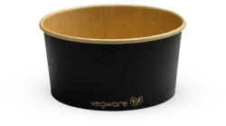 Vegware Lebomló salátás doboz, 1000ml, fekete, kraft | 50 db/csomag