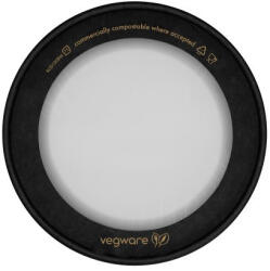 Vegware Lebomló papír tető salátás dobozhoz, kerek, fekete, ablakos | 50 db/csomag