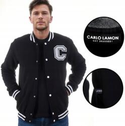 Carlo Lamon Fekete férfi baseball dzseki pulóver állógallérral L-es