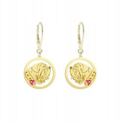 Mejk Jewellery Aranyozott fülbevaló nápolyi masztiff kutyával, 925-ös ezüst, akasztós, ajándék, gravírozható (Kolczyki z psem Mastif Neapolitański)