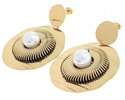 Xuping 4943 Arany színű, lógós, nemesacél fülbevaló gyöngyökkel celebstílus