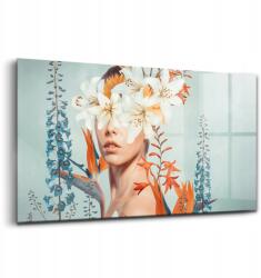 Wallfluent Fotóvászon Absztrakt nő virágokkal 140x70 cm (010010010100100075385)