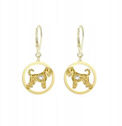 Mejk Jewellery Aranyozott fülbevaló Black Russian Terrierrel, 925-ös ezüst, Ékszer Ajándék Ingyenes Gravírozással (Kolczyki z Czarny Terier Rosyjski)