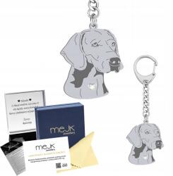 Mejk Jewellery Ezüst kulcstartó kutyával Weimari vizsla Weimaraner Ezüst 925 Gravírozás Ingyenes (Wyżeł Weimarski - Weimaraner)