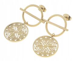 Xuping 3374b Arany színű, lógós fülbevaló, sebészeti acélból, görög mintás, celebstílus