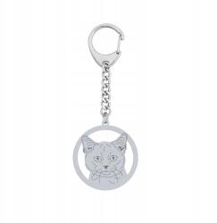 Mejk Jewellery Ezüst kulcstartó Munchkin macska 925 Ékszer Ajándék Gravírozás Ingyenes (gadżet srebrny do kluczy z Kot Munchkin)