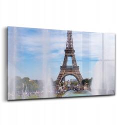 Wallfluent Üvegkép Eiffel-torony szökőkúttal, Párizs, 140x70 cm (010010010100100076014)