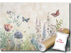 WallMagic Fotótapéta Flizelina Grafika Virágok Rét Pillangók Retro 100x75 ragasztó ingyen (14680VX2)