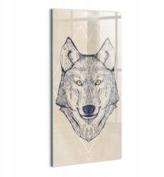 Wallfluent Dekoratív Edzett Üveg Fali Kép Irodába, Farkasfej Mintával, 70x140 cm (010010010250100075136)