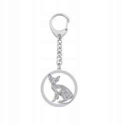Mejk Jewellery Ezüst kulcstartó macskával Devon Rex 925 Ékszer Ajándék Gravírozás (brelok do kluczy z Kot Devon Rex)