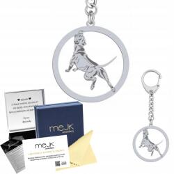 Mejk Jewellery Pitbull kulcstartó, 925-ös ezüst, ajándék nőknek, Ingyenes gravírozással (breloczek do smyczy z psem Pitbull)
