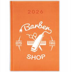 FunnyCase Könyvnaptár 2026 Barber Shop Narancssárga Ajándék Tervező Minták (Kalendarz Pomarańczowy BARBER SHOP)