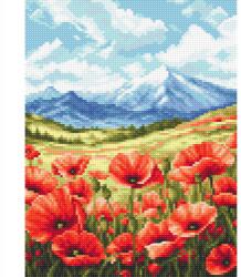 Coricamo Keresztszemes hímzés Nyomtatott vászon Pipacsos rét (K 10880)