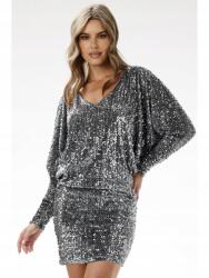 Awama Kimonó flitteres miniruha hosszú ujjakkal, szürke, S