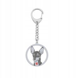 Mejk Jewellery Kulcstartó Ezüst 925 Kutyával English Toy Terrier Ajándék Nő Gravírozás Ingyenes (gadżet do kluczy z psem English Toy Terrier)
