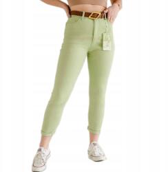 M. Sara Elegáns, Olajzöld Mom Fit Boyfriend Farmernadrág Övvel, Laza Szabású Xs Méret