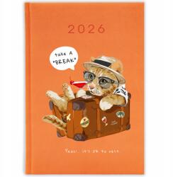 FunnyCase Könyvnaptár 2026 Take A Break Narancssárga Ajándék Minta Mix (Kalendarz Pomarańczowy TAKE A BREAK)