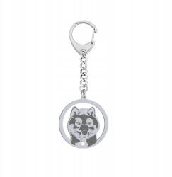 Mejk Jewellery Ezüst kulcstartó kutyával Shikoku Ezüst 925 Ajándék Gravírozás Ingyenes (Shikoku)