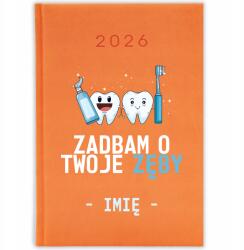 FunnyCase Könyvnaptár 2026 Gondoskodom A Fogaidról Narancssárga Ajándék Minták (Kalendarz Pomarańczowy ZADBAM O TWOJE ZĘBY)