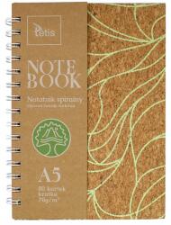 Tetis Spirálos Jegyzettömb A5-ös méretű, kemény parafadugó borítású jegyzetfüzet, 80 lapos (KB050-KA5) (KB050-KA5)