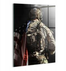 Wallfluent Üvegkép Modern Fotó Nappaliba Katona zászlóval (010010010240100074665)