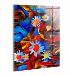 Wallfluent Üvegkép Hálószobába Kész a Felszerelésre Kubizmus művészet színes virágok (010010010230100075269)