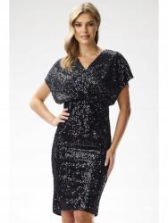 Awama Vállpántos flitteres midi ruha, fekete, L