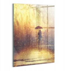 Wallfluent Modern Stílusos Üvegkép Irodába, Szobába, Nő esernyővel 70x100 (010010010240100074921)