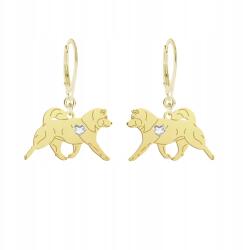 Mejk Jewellery Aranyozott fülbevaló alaszkai malamut kutyával, 925-ös ezüst, női ékszer, Ingyenes gravírozással (KOLCZYKI ALASKAN MALAMUTE)