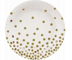 GoDan Papírtányér Fehér Pöttyös Arany 18 CM 6 Db Godan