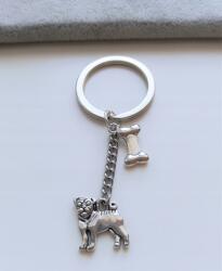 Alekorale-elbląg Kulcstartó Kutya Mopsz Bulldog Ezüst Színű (284)