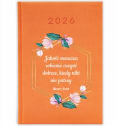 FunnyCase Naptár 2026 Minőség Azt Jelenti, Hogy Valamit Jól Csinálsz Narancssárga Minták (JAKOŚĆ OZNACZY ROBIENIE CZEGOŚ DOBRZE)