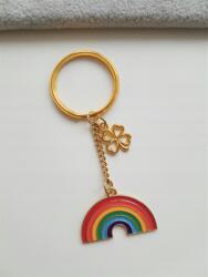 Alekorale-elbląg Arany Színű Kulcstartó Színes Szivárvány Négylevelű Lóhere Lgbt (199)
