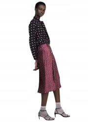 ZARA Bordó MIDI Szoknya Fehér Pöttyös Fodros 40/L 40-ES