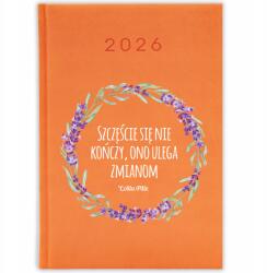 FunnyCase Könyvnaptár 2026 A Boldogság Változik Narancssárga Ajándék Minták (Kalendarz Pomarańcza SZCZĘŚCIE ULEGA ZMIANOM)