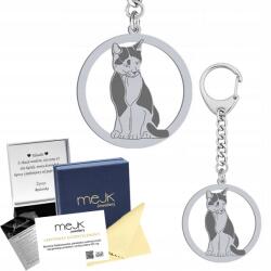 Mejk Jewellery Ezüst kulcstartó házimacska Tuxedo Cat 925 Ajándék kulcstartó Gravírozás (BE R641)