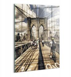 Wallfluent Üveg Fotókép Ajándék Ötlet Brooklyn hídra néző kilátás New York (010010010240100074795)