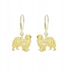 Mejk Jewellery Aranyozott fülbevaló tibeti spániel kutyával, 925-ös ezüst, ajándék nőknek, Ingyenes gravírozással (Spaniel Tybetański) - allegro - 16 620 Ft