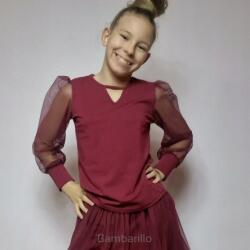 Bambarillo Elegáns, hosszú ujjú, tüll blúz, fehér, 152-es méret (3449)