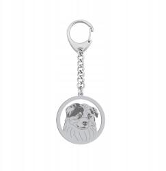 Mejk Jewellery Ausztrál juhászkutya kulcstartó kutyával Ezüst Ajándék Gravírozás Ingyenes (BE R810)
