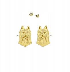 Mejk Jewellery Arany fülbevaló ausztrál Silky terrier 925 Ékszer Ajándék Dedikálás (KOLCZYKI AUSTRALIJSKI SILKY TERIER)