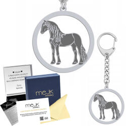 Mejk Jewellery Ezüst kulcstartó Frizbi ló 925 Ajándék Ékszer Gravírozás (brelok do kluczy z Koń Fryzyjski)