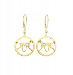 Mejk Jewellery Aranyozott fülbevaló szlughi kutyával, 925-ös ezüst, ékszer, ajándék nőknek, Ingyenes gravírozással (KOLCZYKI Z CHARTEM ARABSKIM)