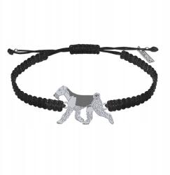 Mejk Jewellery Ezüst karkötő Airedale terrier 925 Ajándék Makramé Gravírozás Ingyenes (Bransoletka na sznurku )